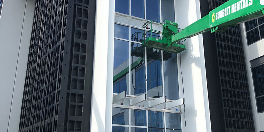 window install on commercial building
